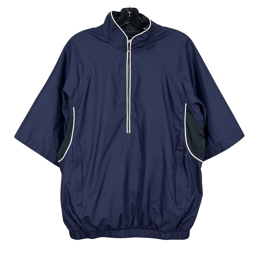 FJ FOOTJOY Packable NAVY BLUE Softshell 1/2-ZIP Golf WINDBREAKER/JACKET Sz S